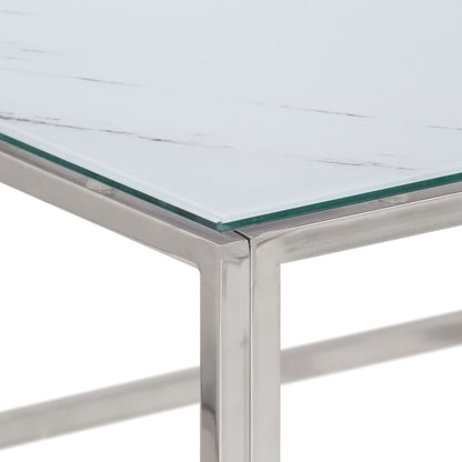 Tavolino Salotto Argento Acciaio Inossidabile Vetro Temperato | homemem39