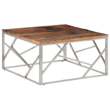Tavolino Salotto Argento Acciaio Inossidabile e Legno Massello | homemem39