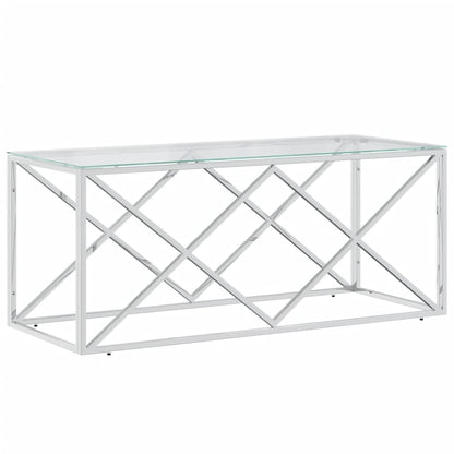 Tavolino da Salotto 110x45x45 cm in Acciaio Inox e Vetro | homemem39