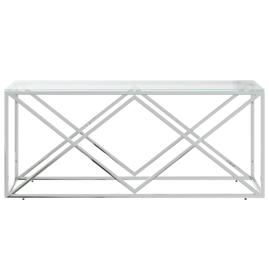 Tavolino da Salotto 110x45x45 cm in Acciaio Inox e Vetro | homemem39