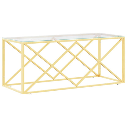 Tavolino da Salotto 110x45x45 cm in Acciaio Inox e Vetro | homemem39
