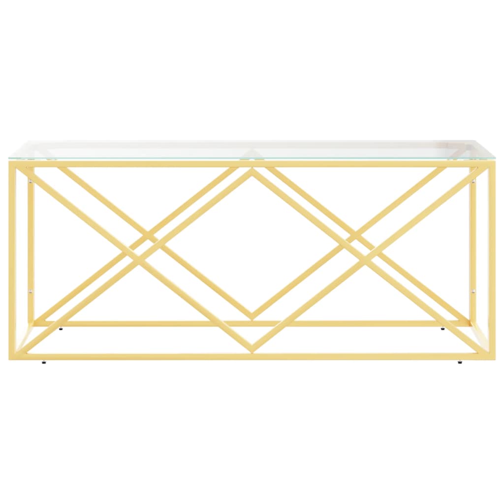 Tavolino da Salotto 110x45x45 cm in Acciaio Inox e Vetro | homemem39