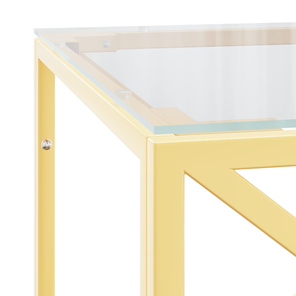 Tavolino da Salotto 110x45x45 cm in Acciaio Inox e Vetro | homemem39