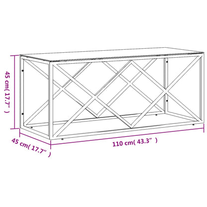 Tavolino da Salotto 110x45x45 cm in Acciaio Inox e Vetro | homemem39