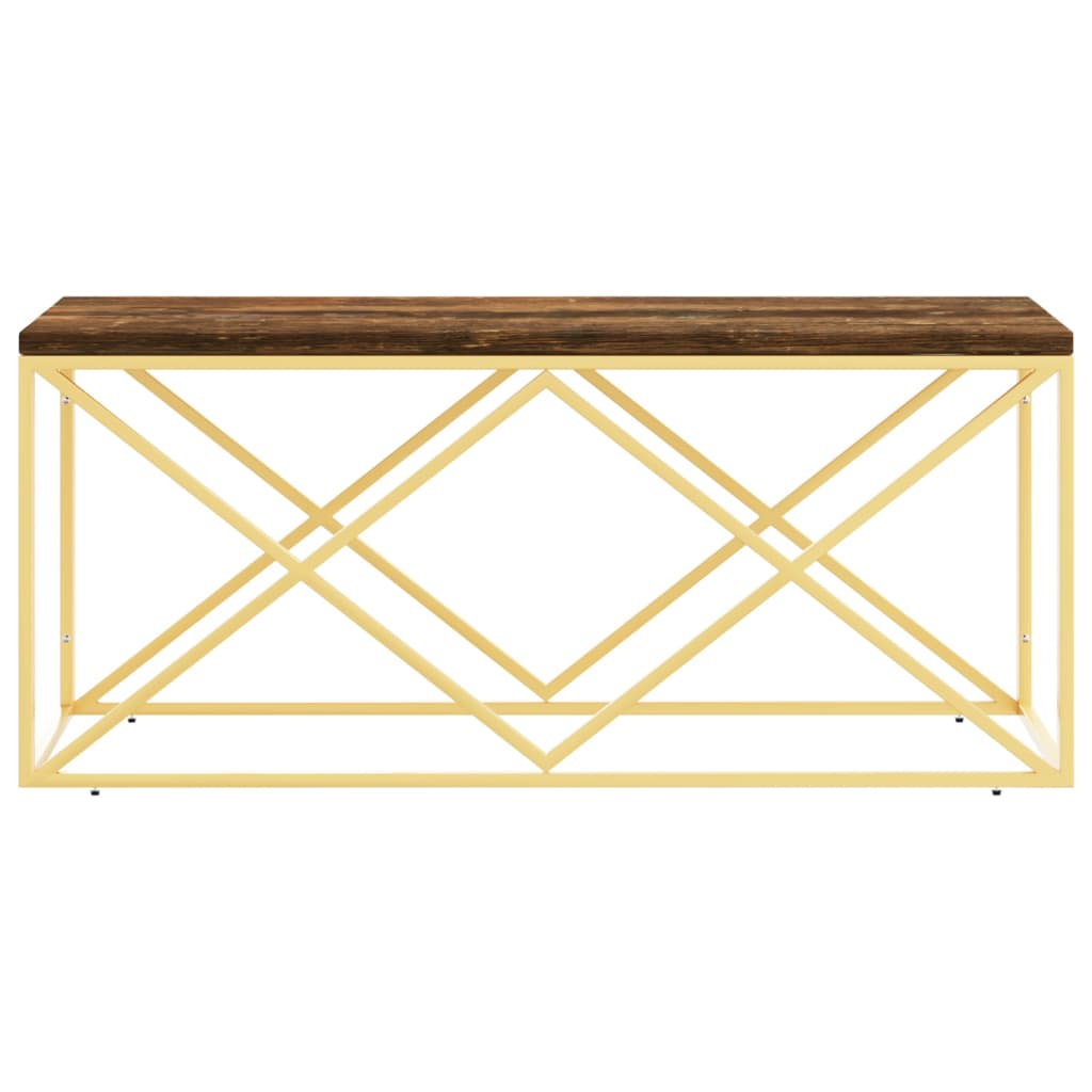 Tavolino Salotto in Acciaio Inox e Legno Massello di Recupero