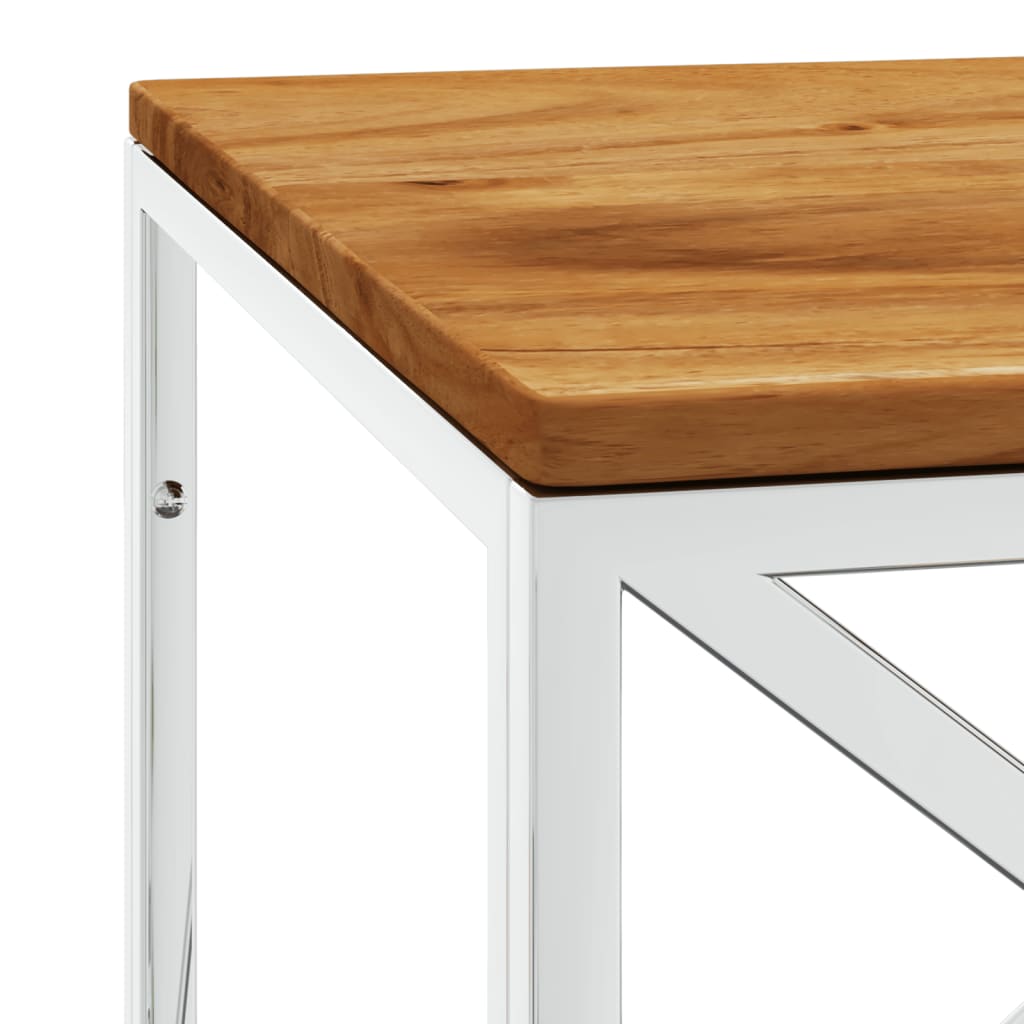 Tavolino da Salotto in Acciaio Inox e Legno Massello di Acacia | homemem39