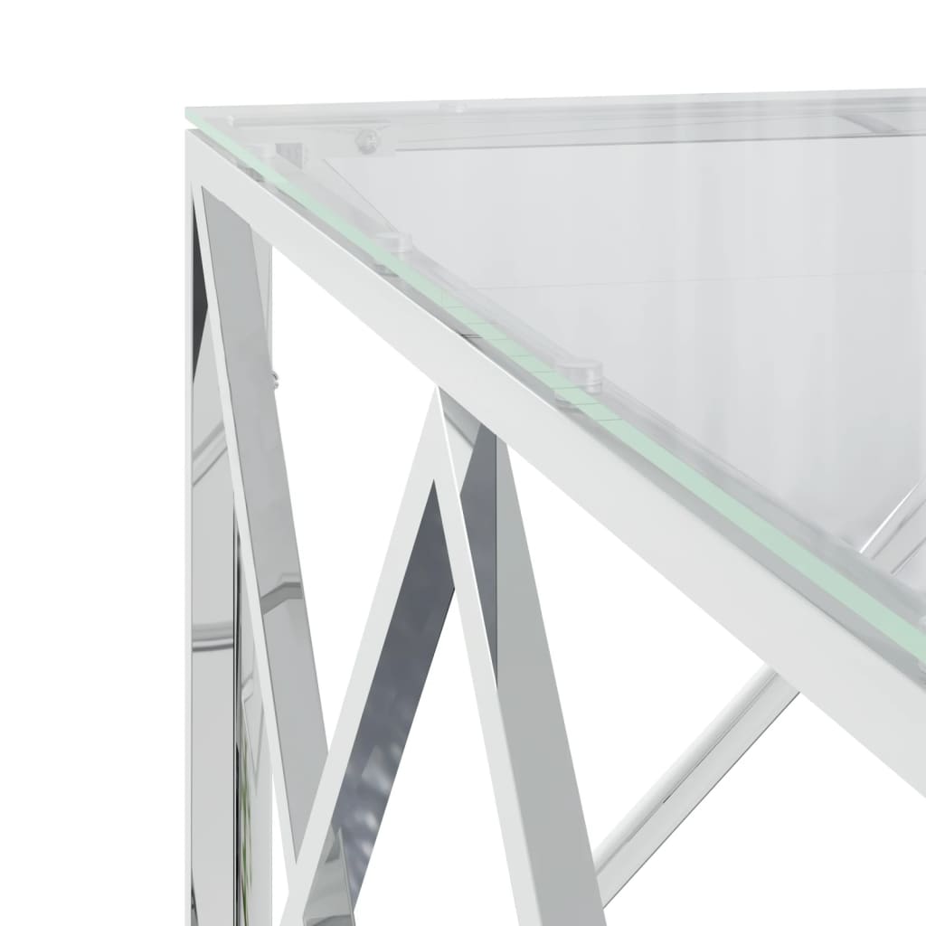 Tavolino da Salotto 80x80x40 cm in Acciaio Inox e Vetro | homemem39