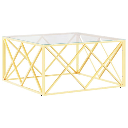 Tavolino da Salotto 80x80x40 cm in Acciaio Inox e Vetro | homemem39