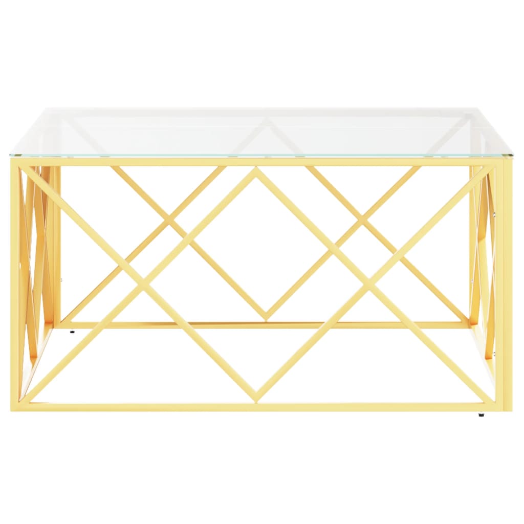 Tavolino da Salotto 80x80x40 cm in Acciaio Inox e Vetro | homemem39