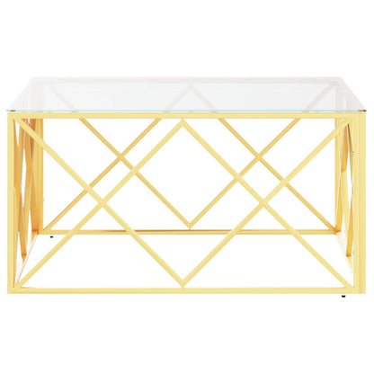 Tavolino da Salotto 80x80x40 cm in Acciaio Inox e Vetro | homemem39