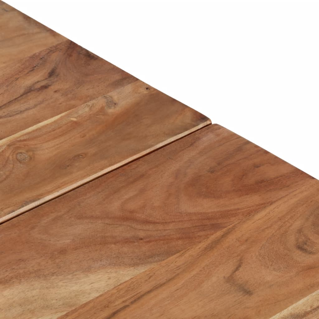 Tavolino Salotto Argento Acciaio Inox e Legno Massello Acacia | homemem39