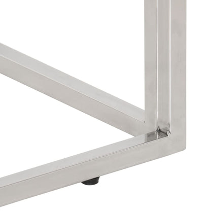 Tavolino Salotto Argento in Acciaio Inox e Legno di Recupero - homemem39