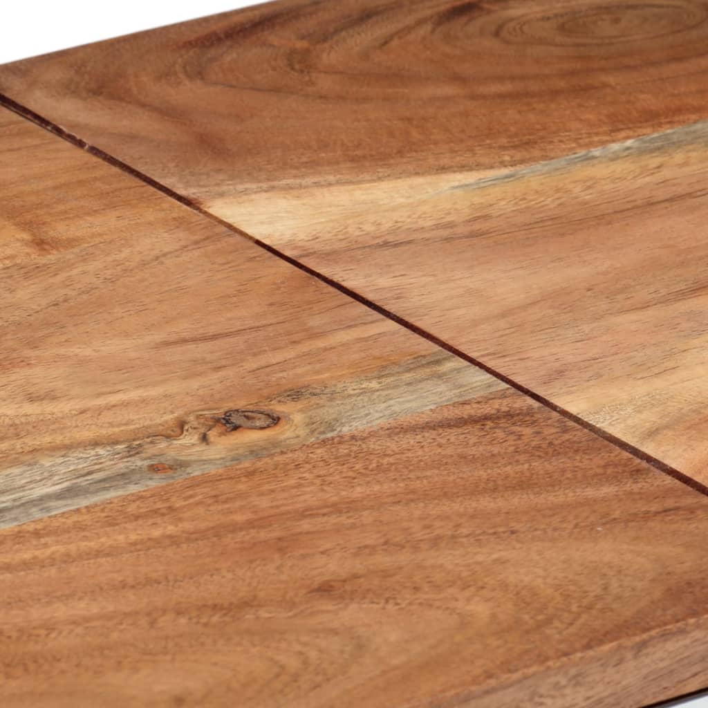 Tavolino da Salotto Argento in Acciaio Inox e Massello d'Acacia - homemem39