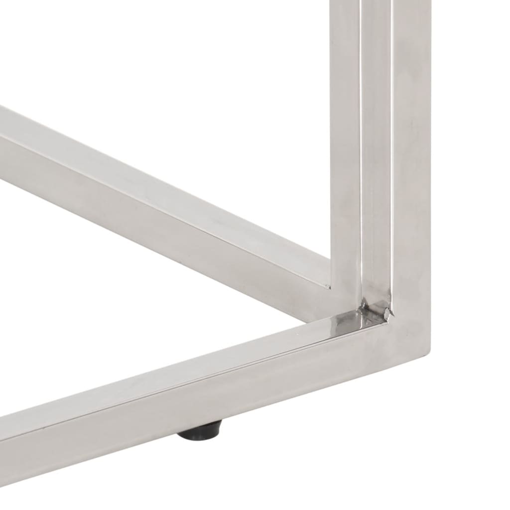 Tavolino Salotto Argento in Acciaio Inox e Legno di Recupero - homemem39