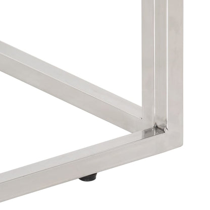 Tavolo Consolle Argento Acciaio Inox e Traverse Legno Massello - homemem39