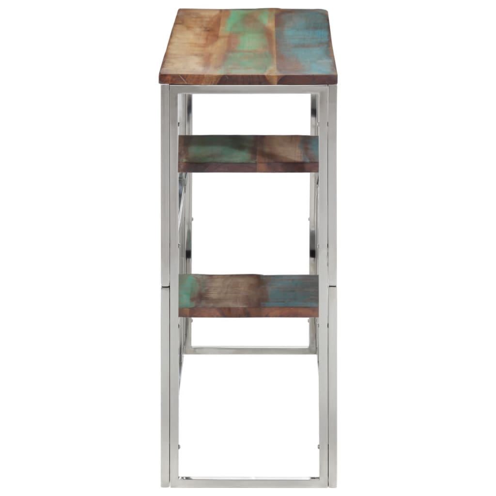 Tavolino Salotto Argento in Acciaio Inox e Legno di Recupero - homemem39