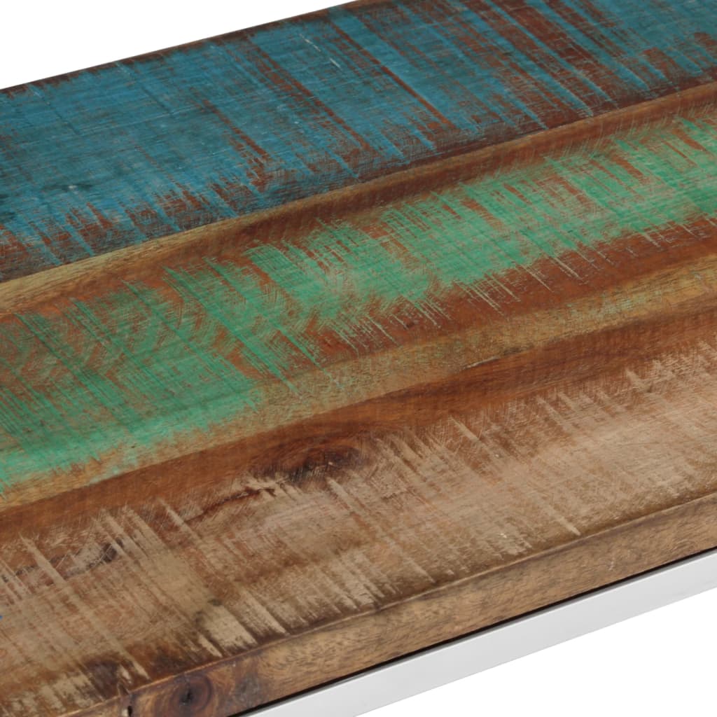 Tavolino Salotto Argento in Acciaio Inox e Legno di Recupero - homemem39