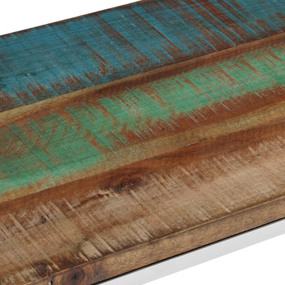 Tavolino Salotto Argento in Acciaio Inox e Legno di Recupero - homemem39