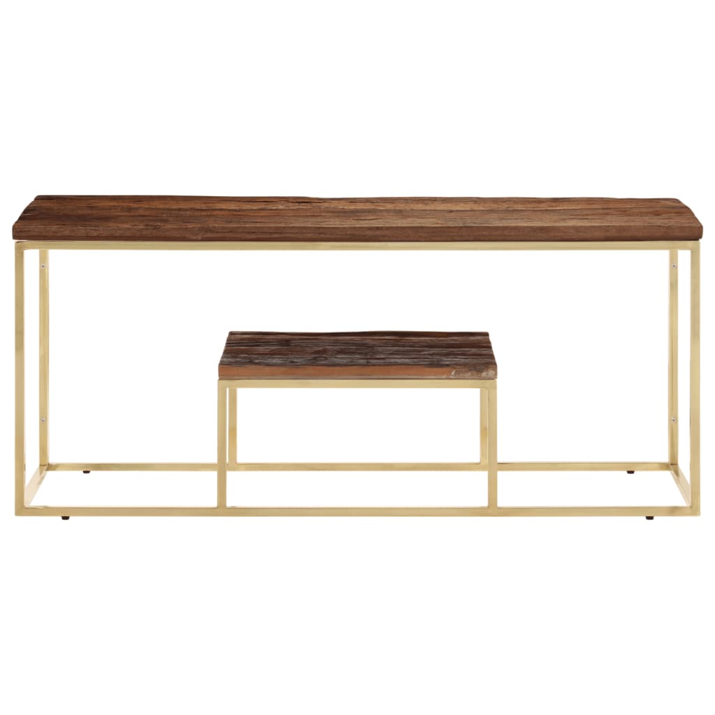 Tavolino Dorato in Acciaio Inox e Traverse in Legno Massello | homemem39