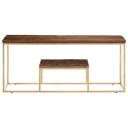 Tavolino Dorato in Acciaio Inox e Traverse in Legno Massello | homemem39