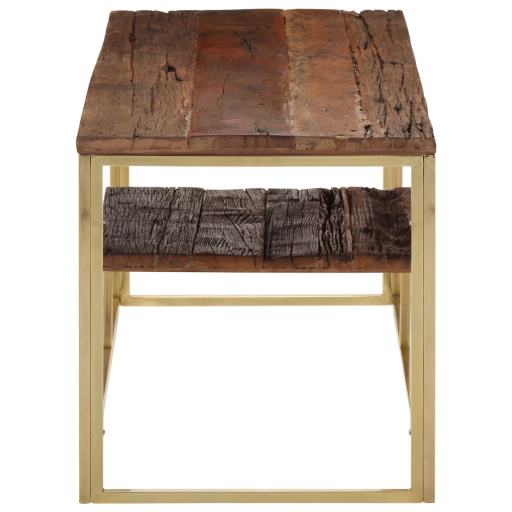 Tavolino Dorato in Acciaio Inox e Traverse in Legno Massello | homemem39
