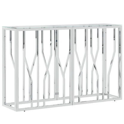 Tavolino Consolle 110x30x70 cm in Acciaio Inox e Vetro | homemem39