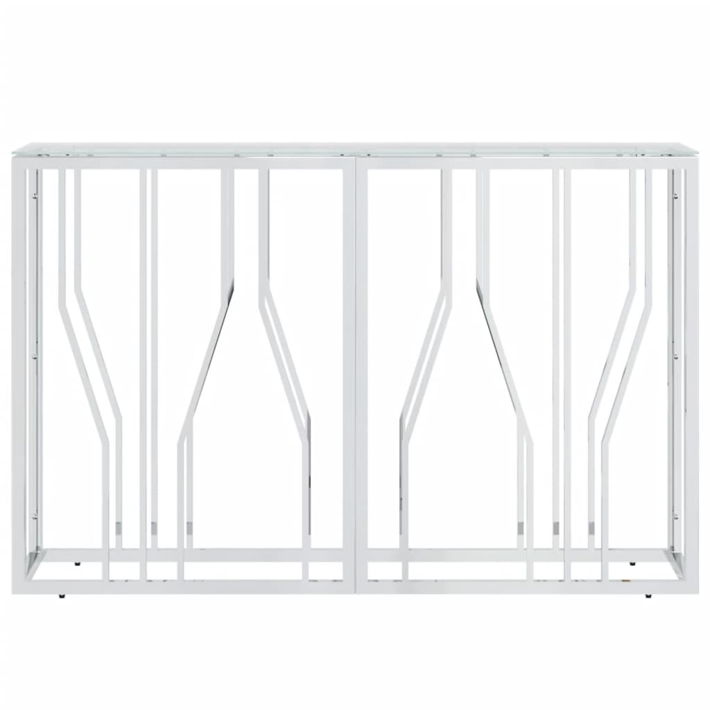 Tavolino Consolle 110x30x70 cm in Acciaio Inox e Vetro | homemem39