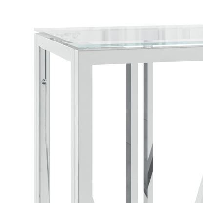 Tavolino Consolle 110x30x70 cm in Acciaio Inox e Vetro | homemem39