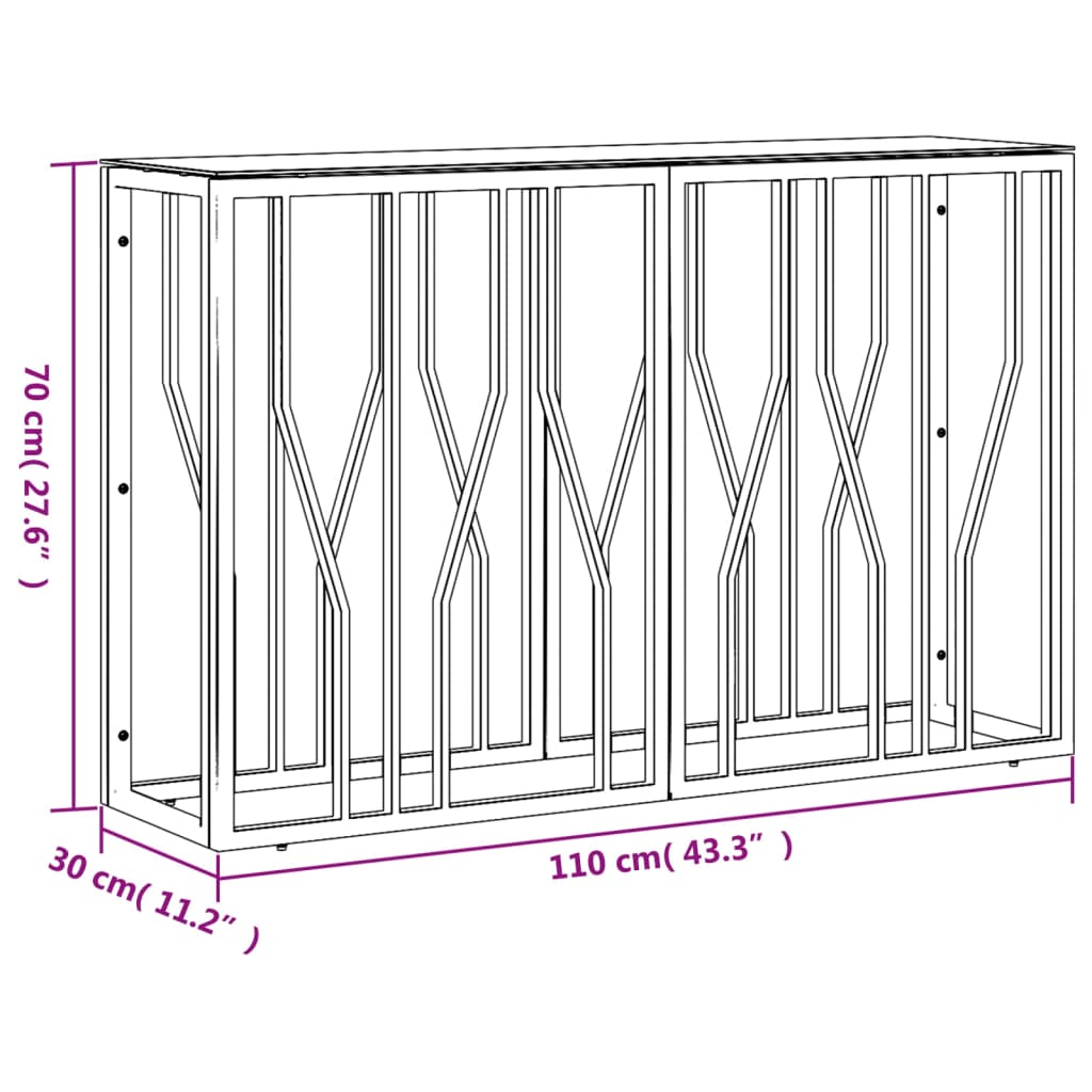 Tavolino Consolle 110x30x70 cm in Acciaio Inox e Vetro | homemem39
