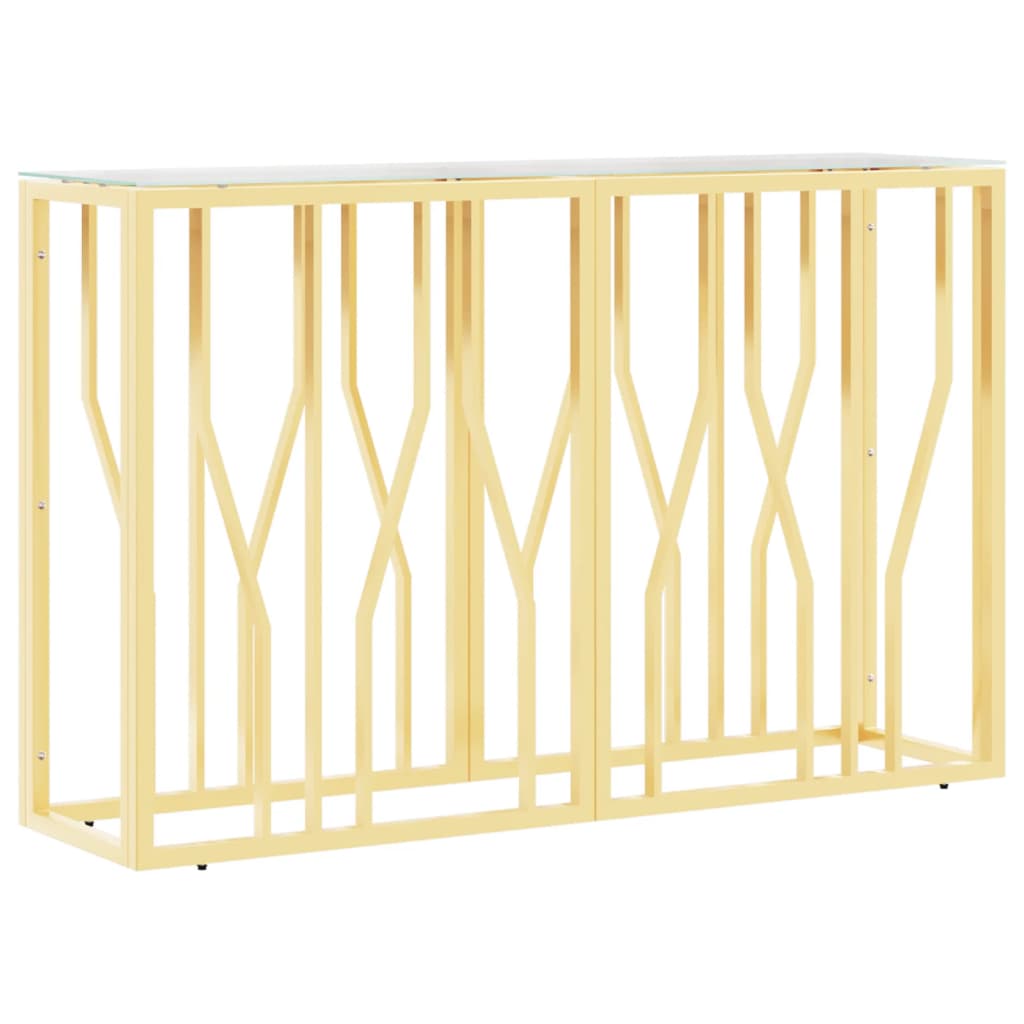 Tavolino Consolle 110x30x70 cm in Acciaio Inox e Vetro - homemem39