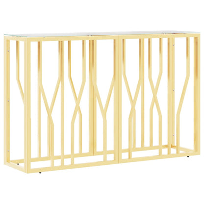 Tavolino Consolle 110x30x70 cm in Acciaio Inox e Vetro - homemem39