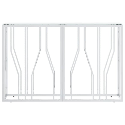 Tavolino Consolle Argento 110x30x70 cm in Acciaio Inox e Vetro | homemem39