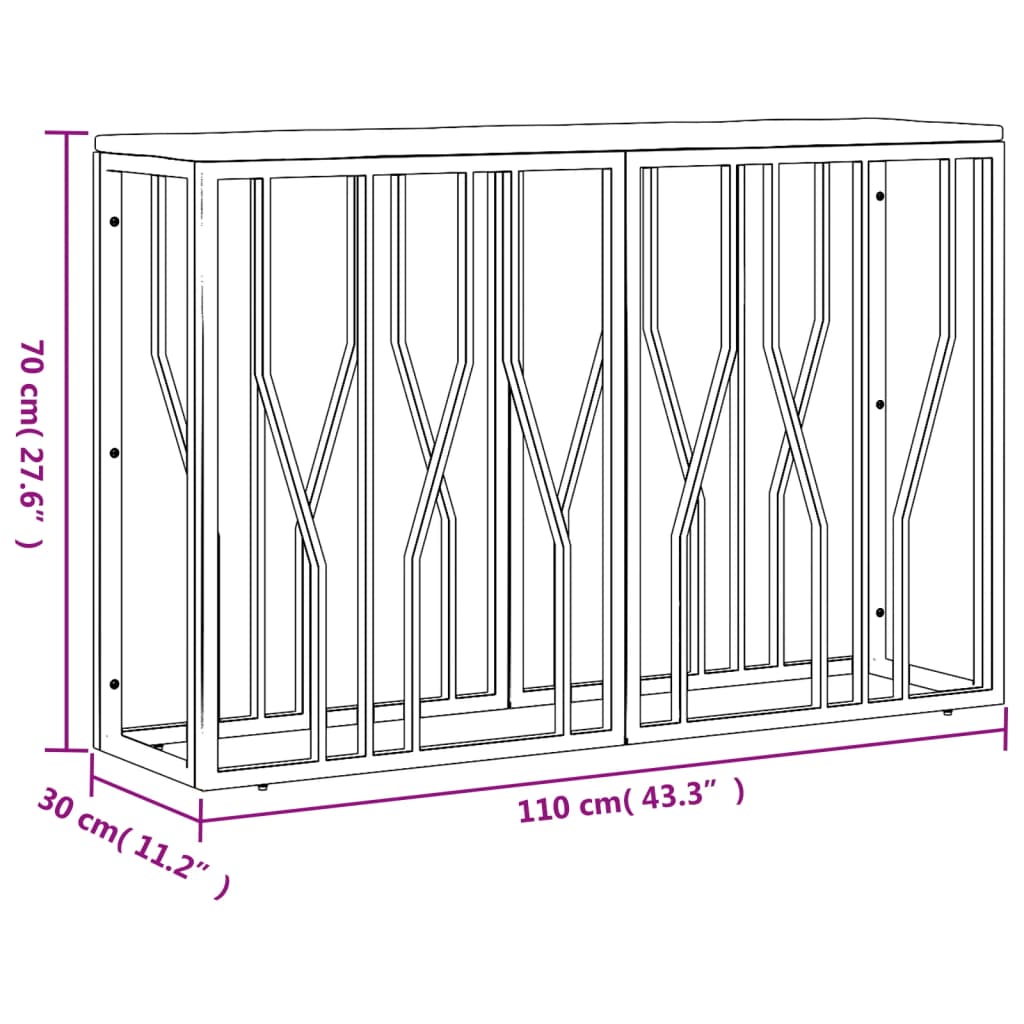 Tavolino Consolle in Acciaio Inox e Legno Massello di Recupero - homemem39