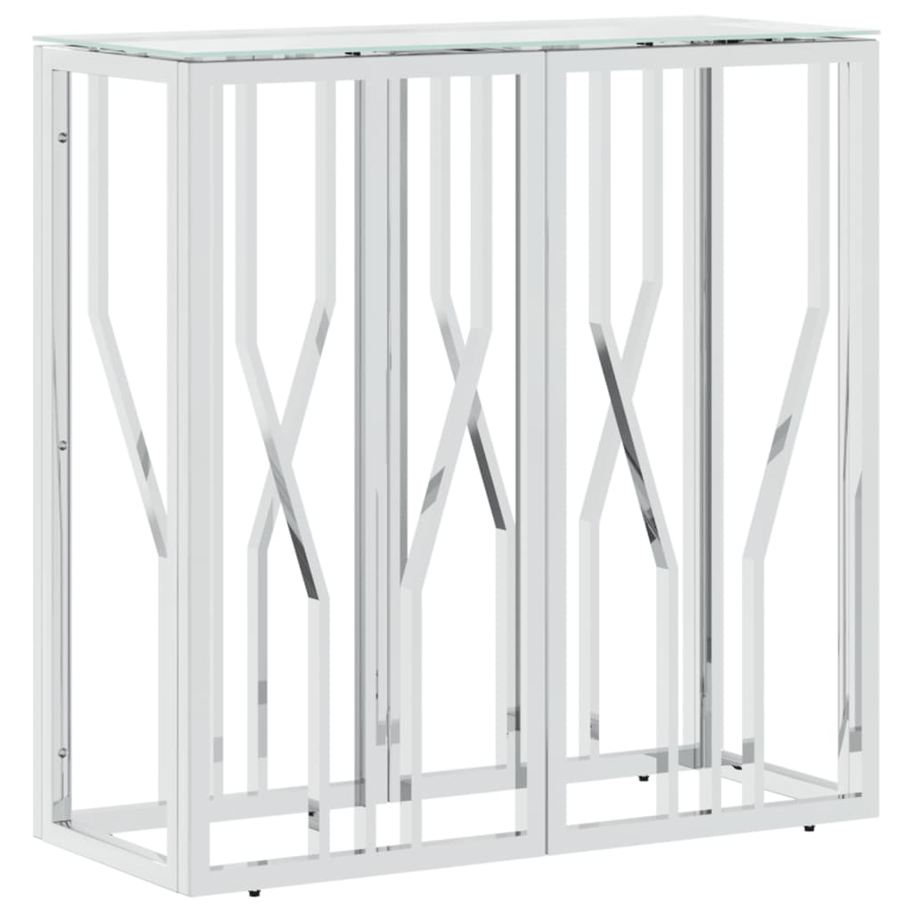 Tavolino Consolle 70x30x70 cm in Acciaio Inox e Vetro | homemem39