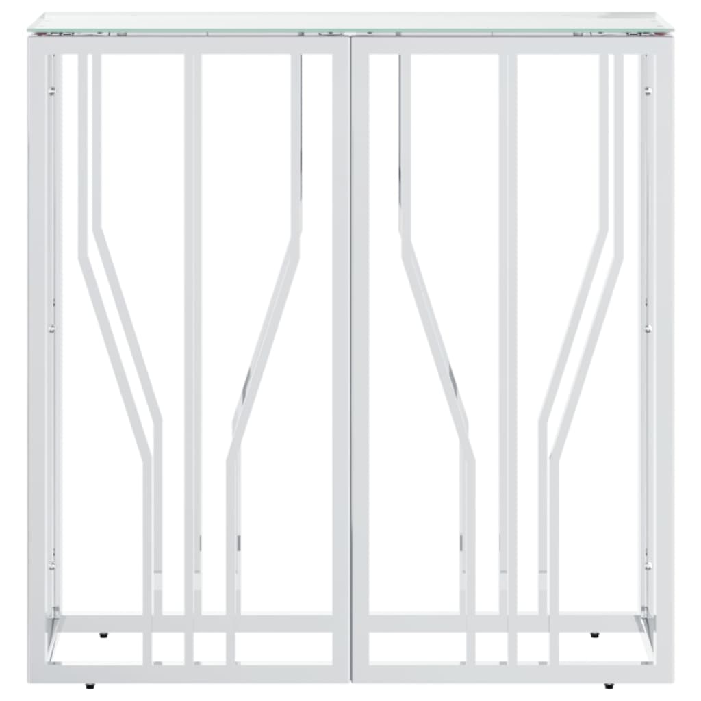 Tavolino Consolle 70x30x70 cm in Acciaio Inox e Vetro | homemem39