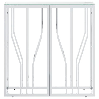 Tavolino Consolle 70x30x70 cm in Acciaio Inox e Vetro - homemem39