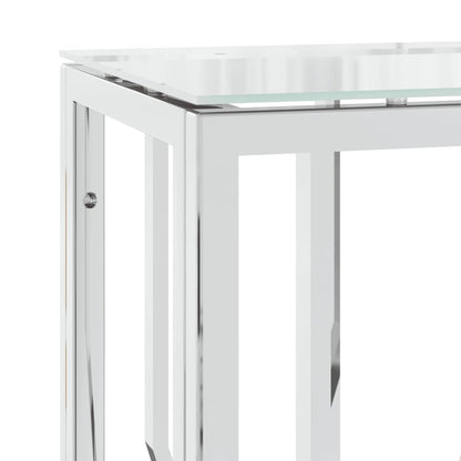 Tavolino Consolle 70x30x70 cm in Acciaio Inox e Vetro - homemem39