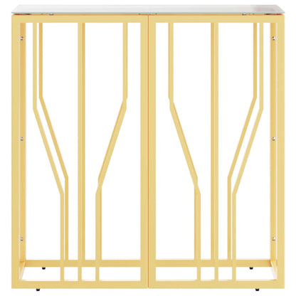 Tavolino Consolle Oro 70x30x70 cm in Acciaio Inox e Vetro - homemem39