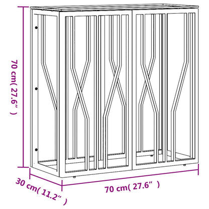 Tavolino Consolle Argento 70x30x70 cm in Acciaio Inox e Vetro | homemem39