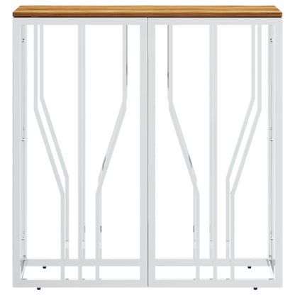 Tavolino da Salotto Argento in Acciaio Inox e Massello d'Acacia - homemem39