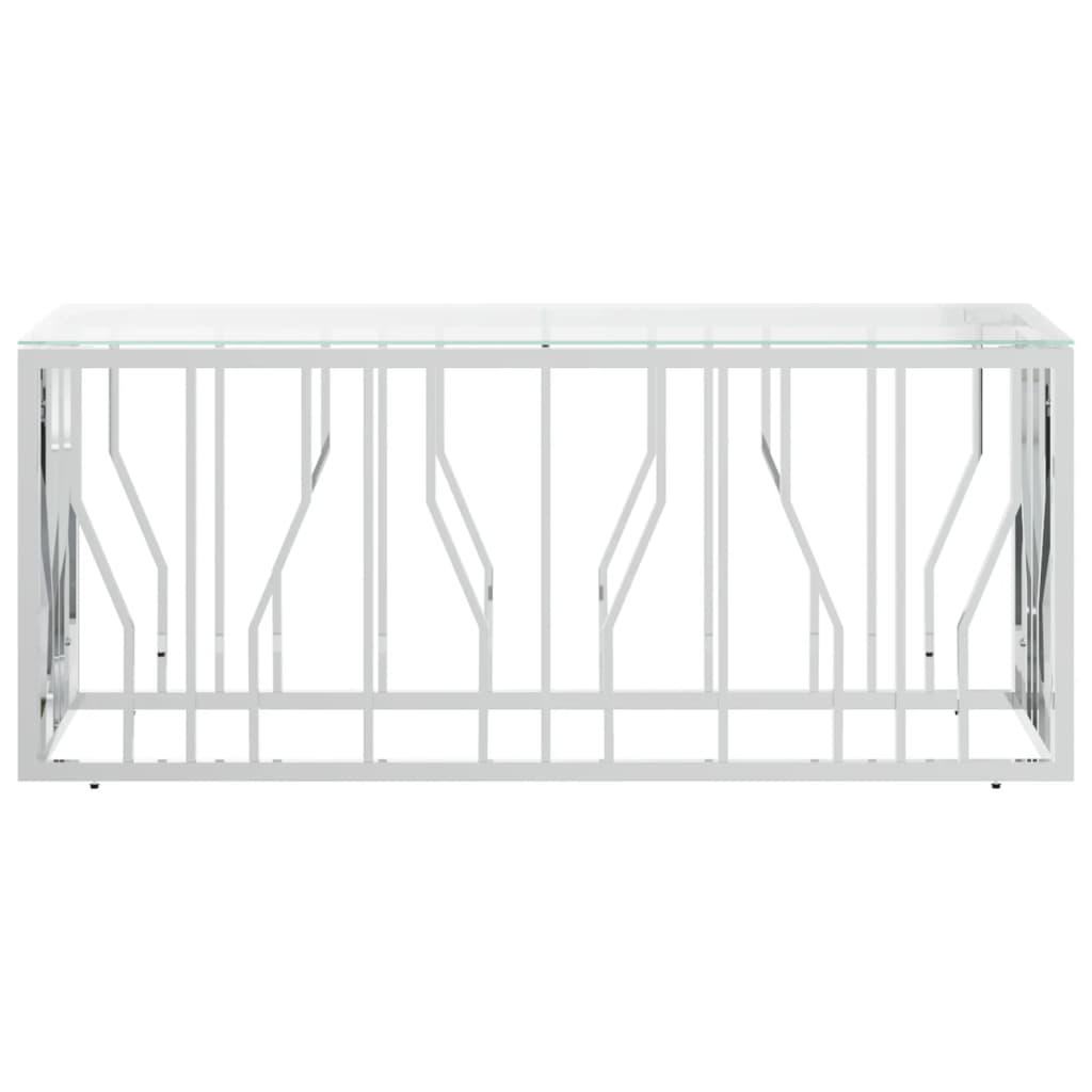 Tavolino da Salotto 110x45x45 cm in Acciaio Inox e Vetro - homemem39