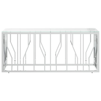Tavolino da Salotto 110x45x45 cm in Acciaio Inox e Vetro - homemem39