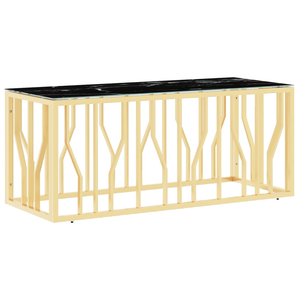 Tavolino da Salotto Oro110x45x45 cm in Acciaio Inox e Vetro | homemem39