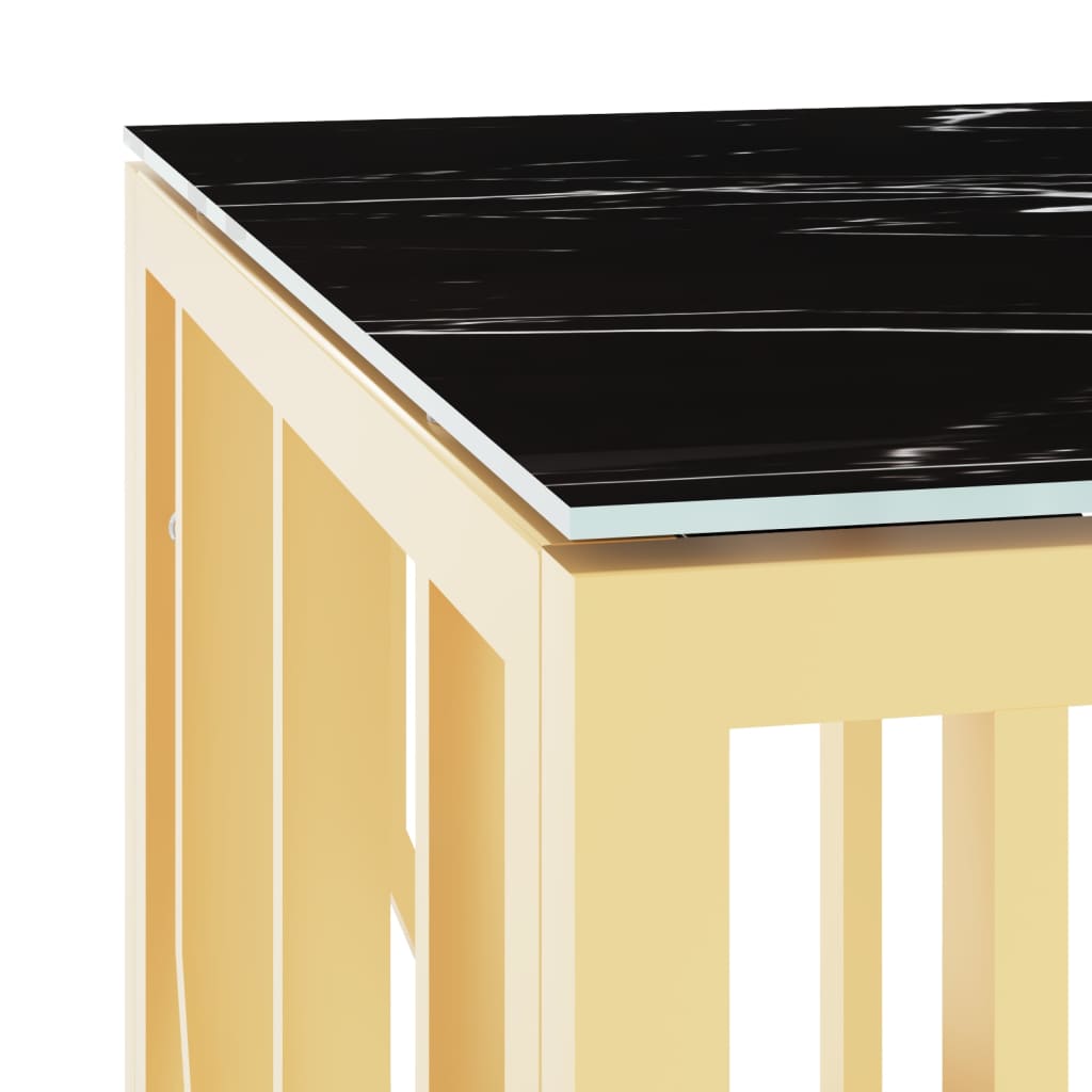 Tavolino da Salotto Oro110x45x45 cm in Acciaio Inox e Vetro | homemem39
