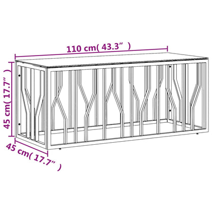 Tavolino da Salotto Oro110x45x45 cm in Acciaio Inox e Vetro | homemem39