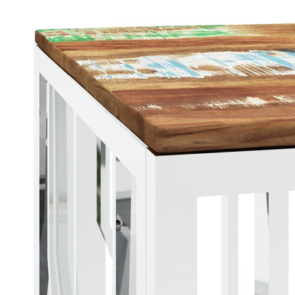 Tavolino Salotto Argento in Acciaio Inox e Legno di Recupero | homemem39