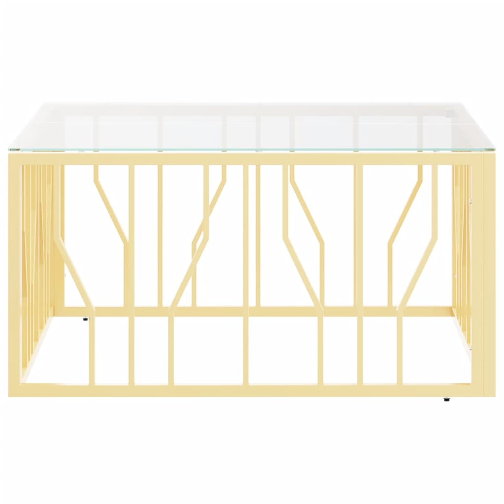 Tavolino da Salotto Oro 80x80x40 cm in Acciaio Inox e Vetro | homemem39