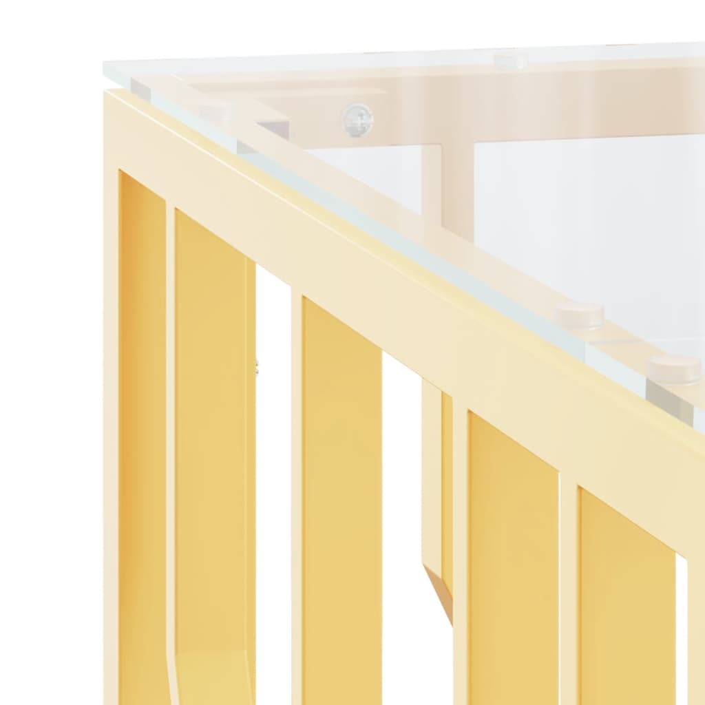 Tavolino da Salotto Oro 80x80x40 cm in Acciaio Inox e Vetro | homemem39