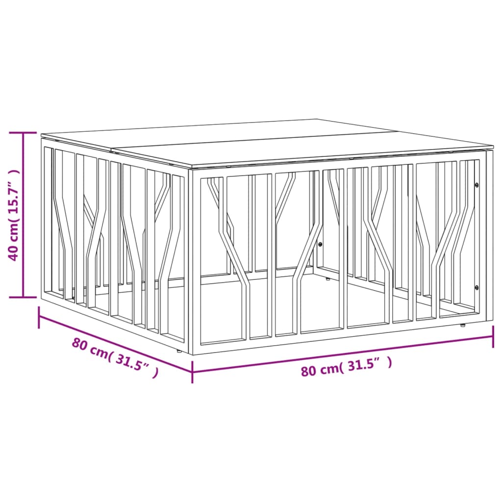 Tavolino da Salotto Oro 80x80x40 cm in Acciaio Inox e Vetro | homemem39