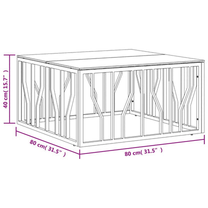 Tavolino da Salotto Oro 80x80x40 cm in Acciaio Inox e Vetro | homemem39